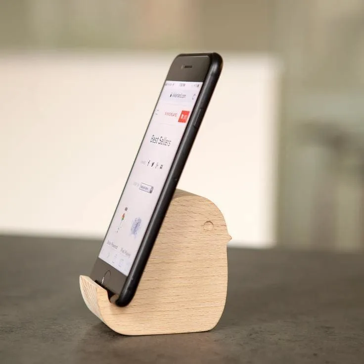 Kikkerland Bird Beechwood Phone Stand