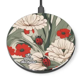 Ladybugs with Flowers, 10W Wireless Charger for iPhone, Android, Earbuds