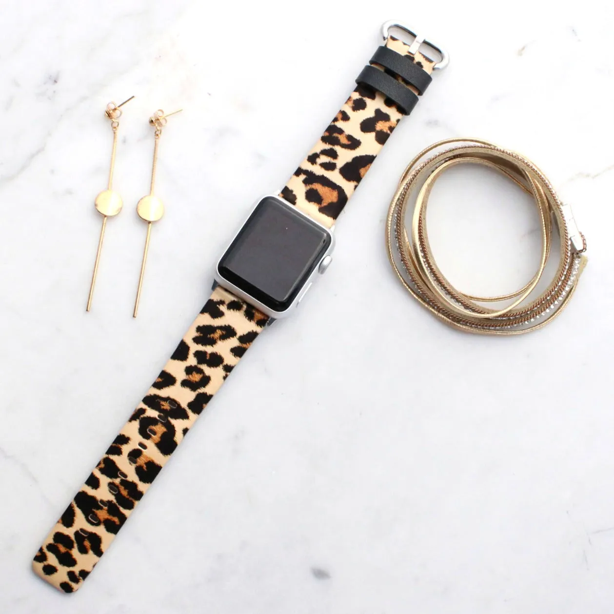 Leopard Leather Apple Watch Bands | Animal Print Apple Replacement Band