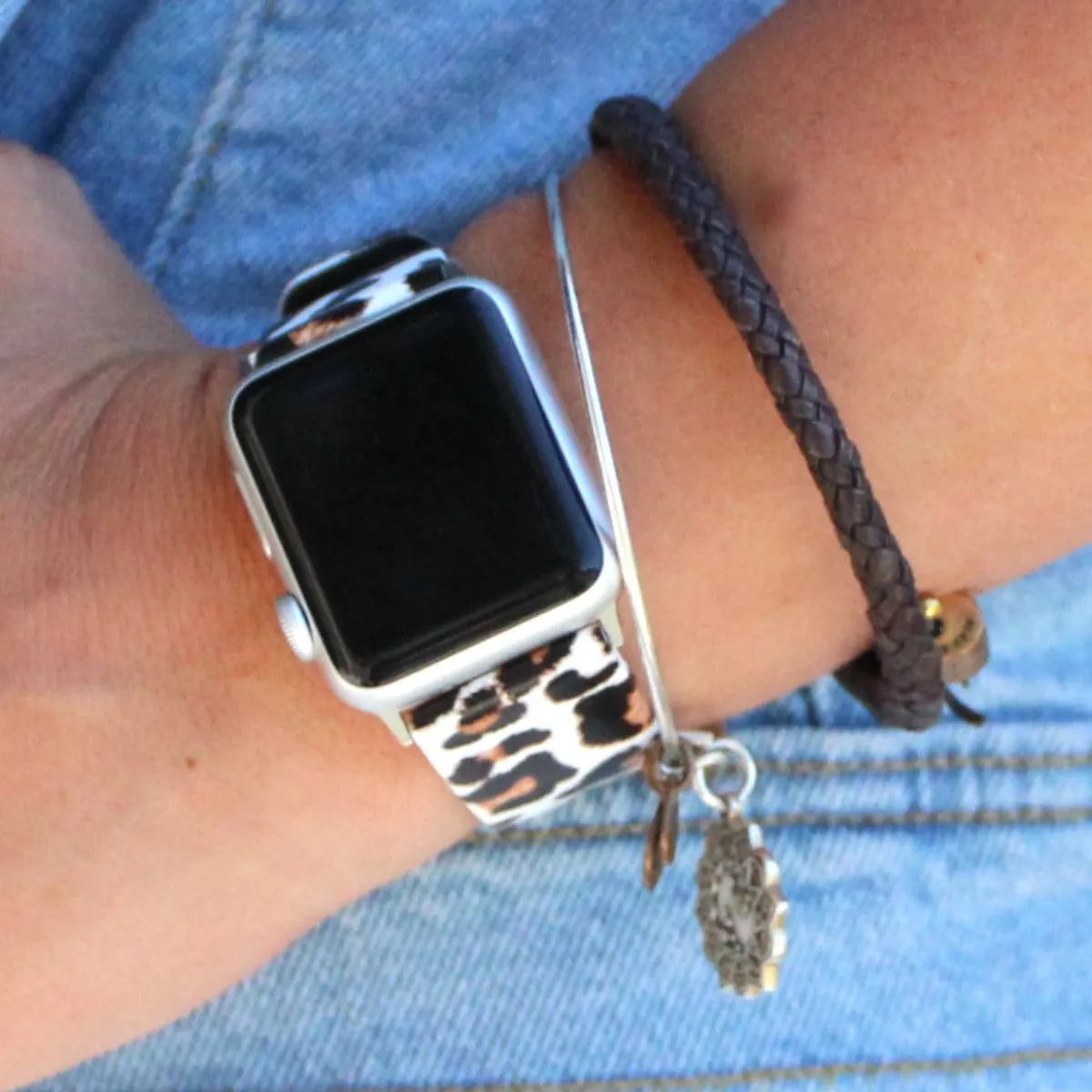 Leopard Leather Apple Watch Bands | Animal Print Apple Replacement Band