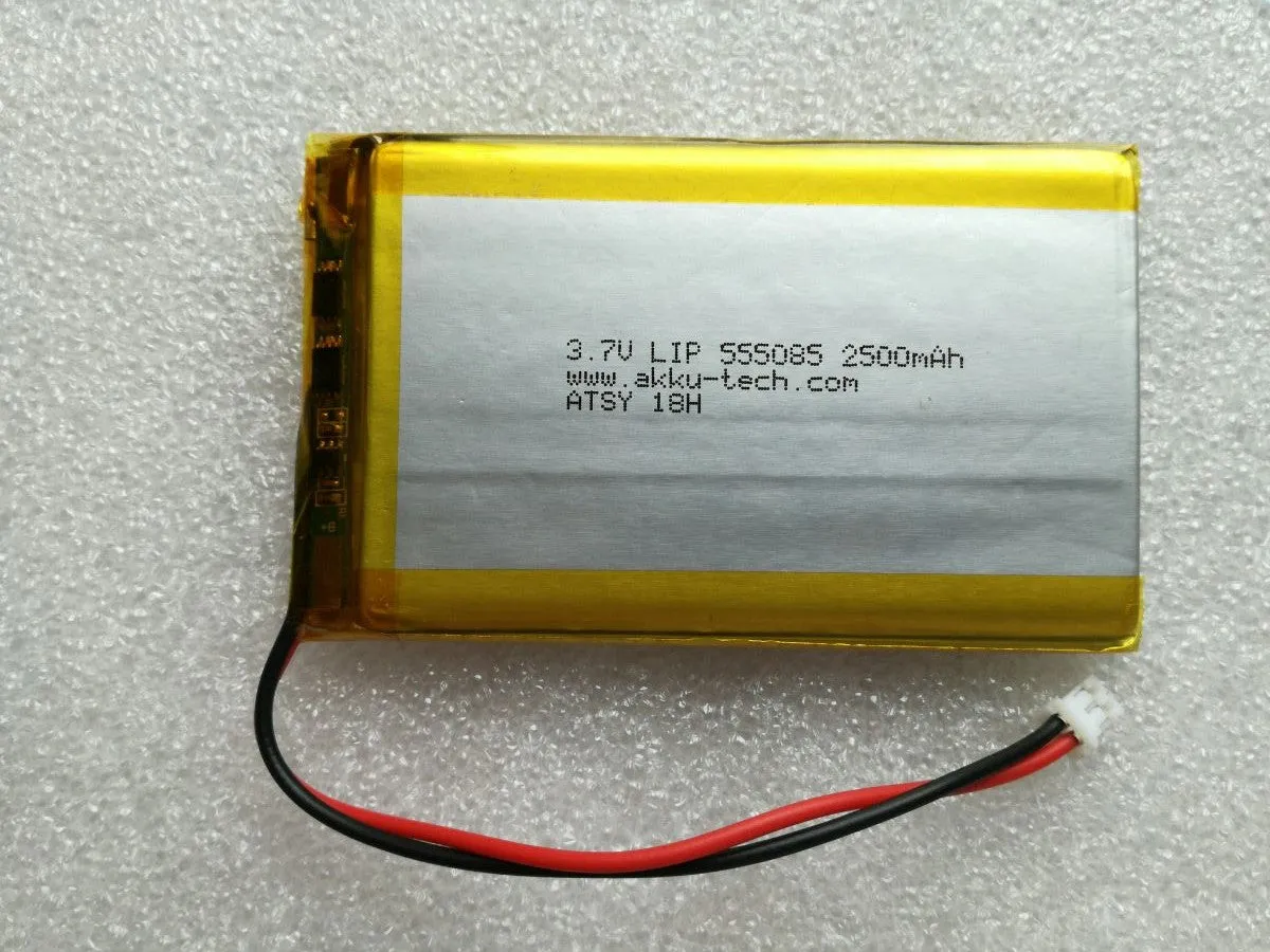 Lithium Ion Polymer Battery 3.7v 2500mA with JST connector