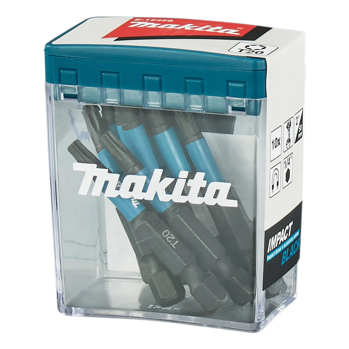 Makita E-12429 T20 50mm Screw Impact Black Bit Set Of 10 Piece