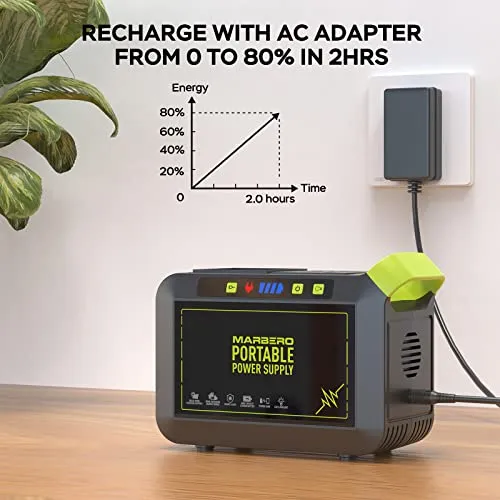 MARBERO 88Wh Portable Power Station 24000mAh Camping Solar Generator(Solar Panel Not Included) Lithium Battery Power 110V/80W AC, DC, USB QC3.0, LED Flashlight for CPAP Home Camping Emergency Backup