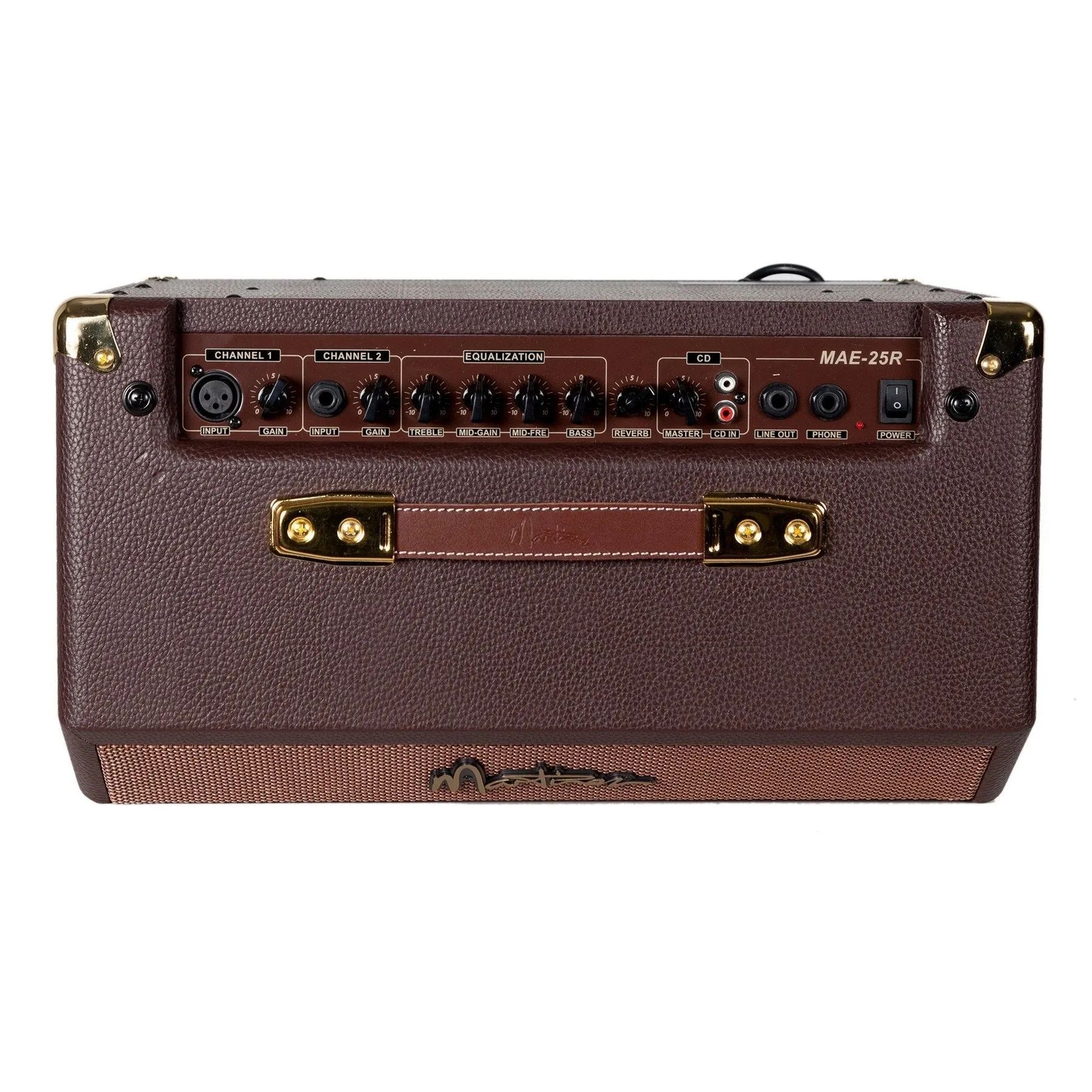 Martinez Retro-Style 25 Watt Acoustic Guitar Amplifier with Reverb (Brown Vinyl)