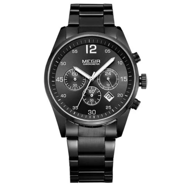 MEGIR Military Style Business Watch with Stainless Band