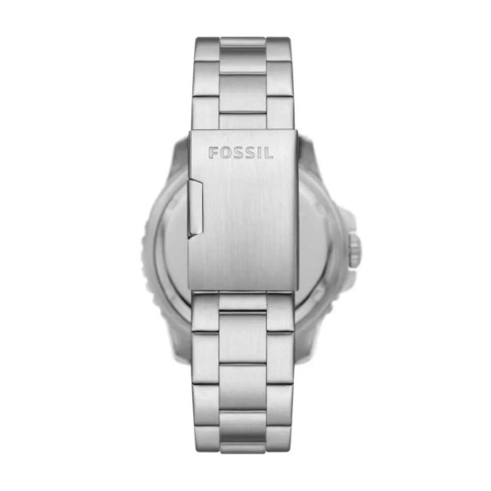 Men Fossil Blue Silver 46mm Watch