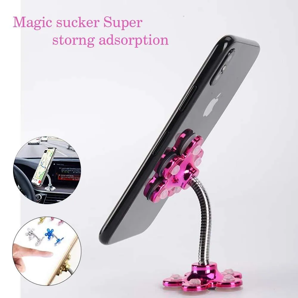 Mobile Phone Holder 360 Degree Rotatable Metal Flower Magic Suction Cup VIP mobile stand Car Bracket for Home, car, Office - 1pcs