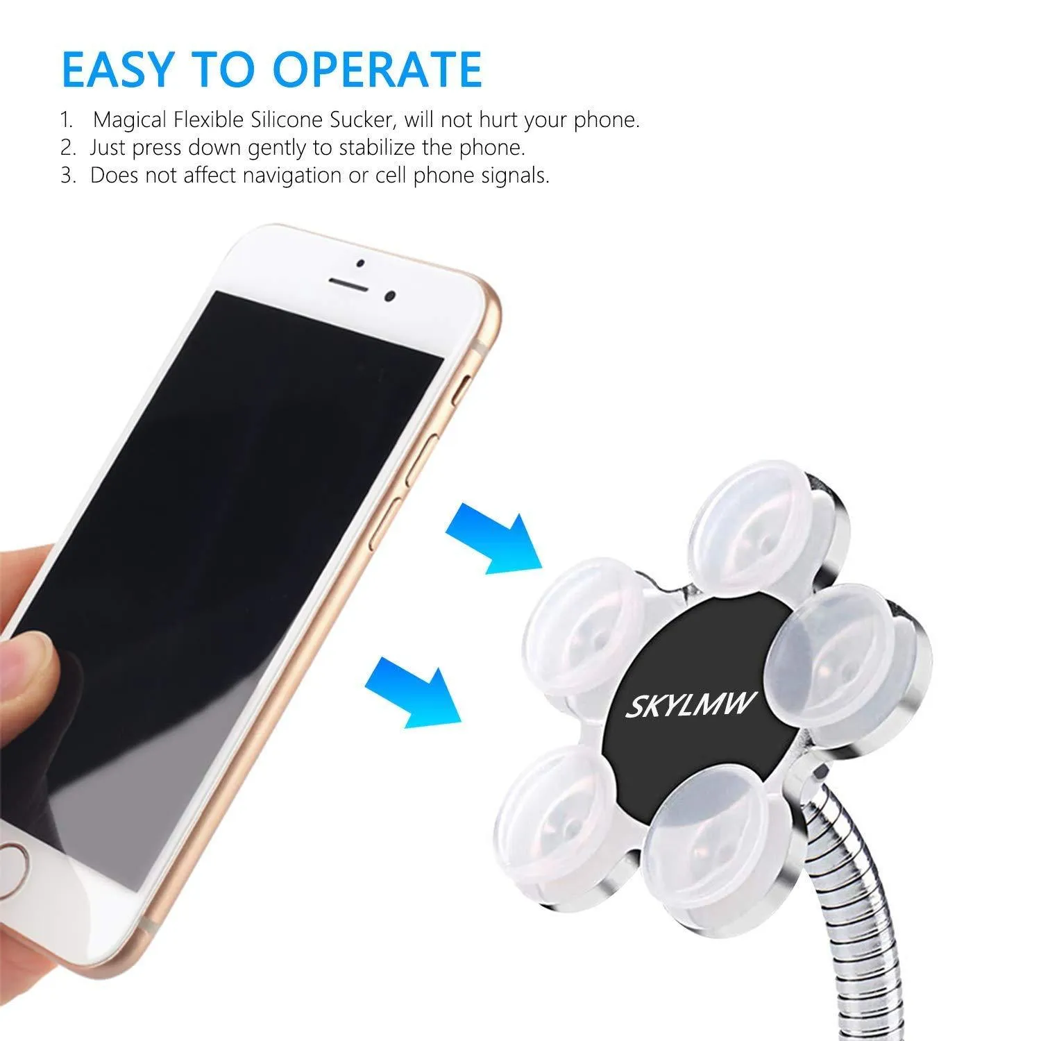 Mobile Phone Holder 360 Degree Rotatable Metal Flower Magic Suction Cup VIP mobile stand Car Bracket for Home, car, Office - 1pcs