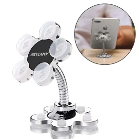 Mobile Phone Holder 360 Degree Rotatable Metal Flower Magic Suction Cup VIP mobile stand Car Bracket for Home, car, Office - 1pcs