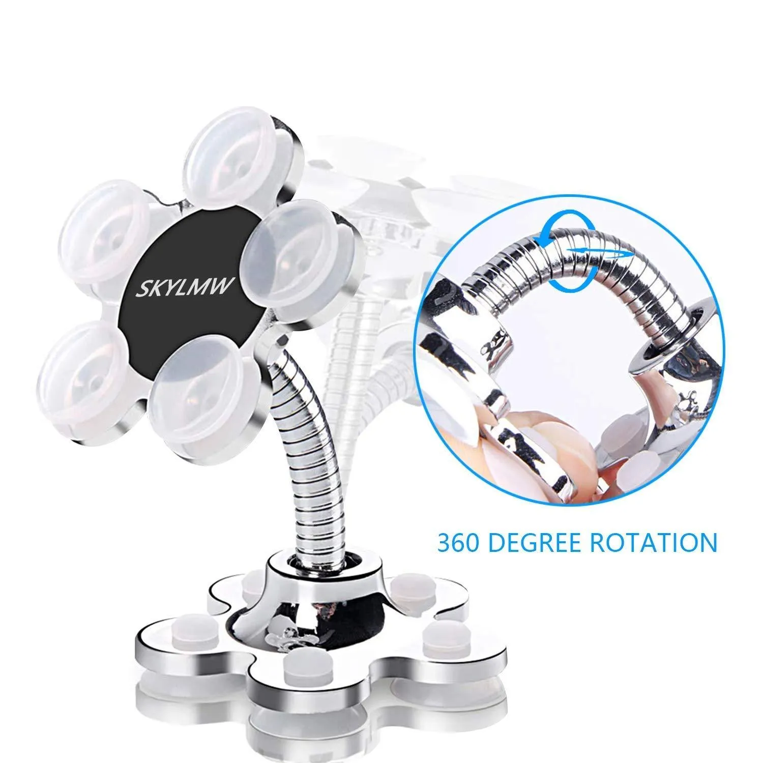 Mobile Phone Holder 360 Degree Rotatable Metal Flower Magic Suction Cup VIP mobile stand Car Bracket for Home, car, Office - 1pcs