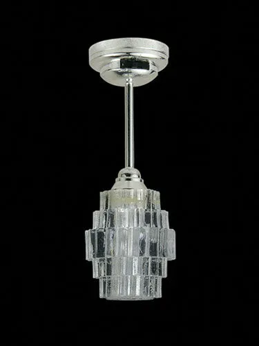 Modern Art Deco Chandelier with Wand, LED Battery Powered, Silver