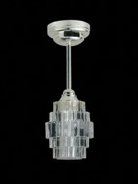 Modern Art Deco Chandelier with Wand, LED Battery Powered, Silver