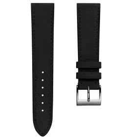 Mozet Flat Nubuck Handmade Leather Watch Strap - Black