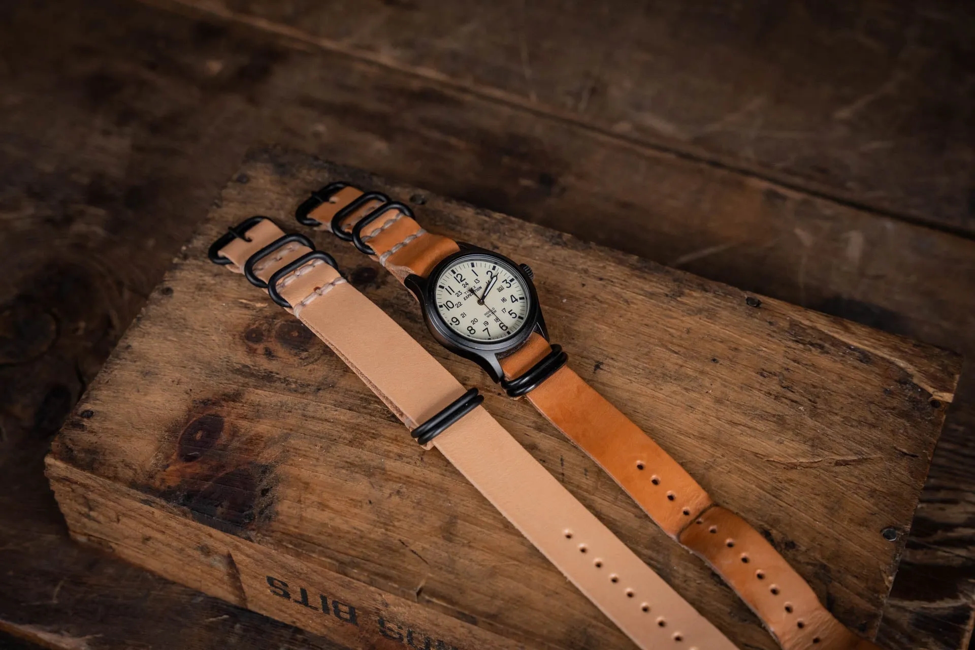 N.A.T.O. Leather Watch Strap Natural