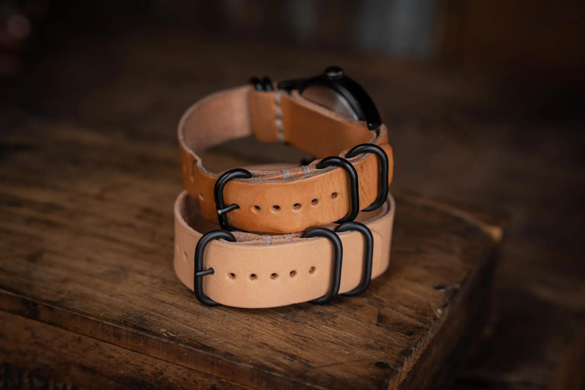 N.A.T.O. Leather Watch Strap Natural