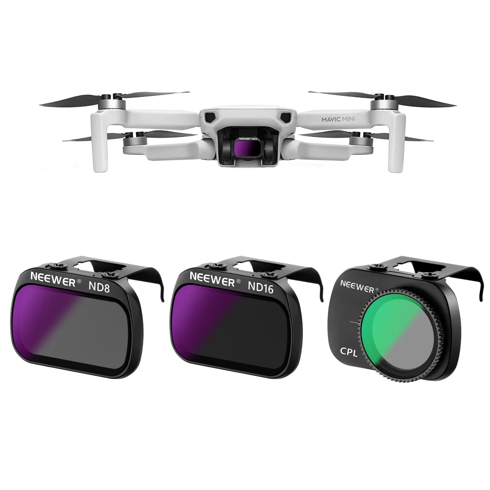 NEEWER 3-Pack ND Filter Set compatible with DJI Mavic Mini/Mini 2/Mini SE/Mini 2SE