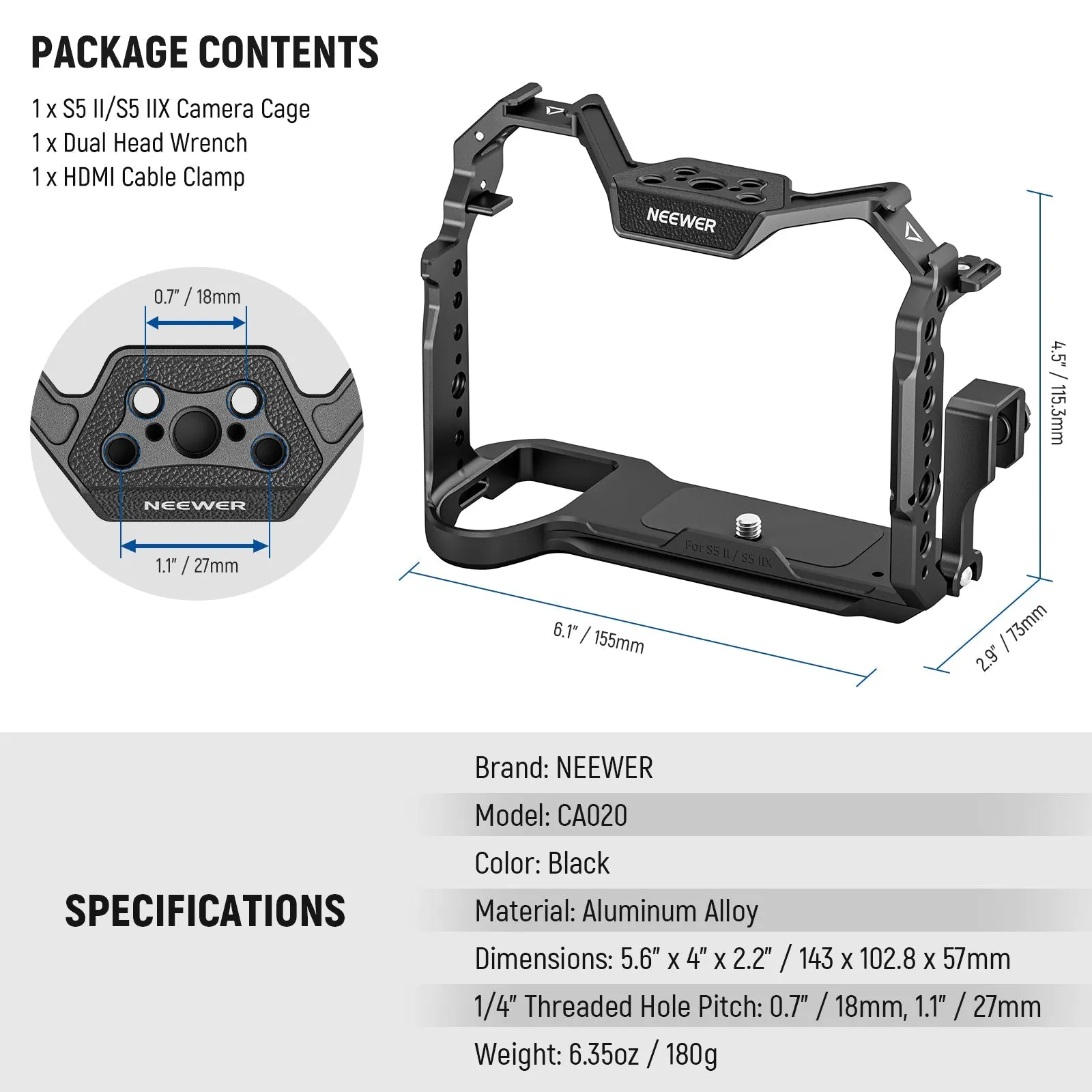 NEEWER CA020/CA056 Camera Cage For Panasonic S5 II / S5 IIX / G9 II