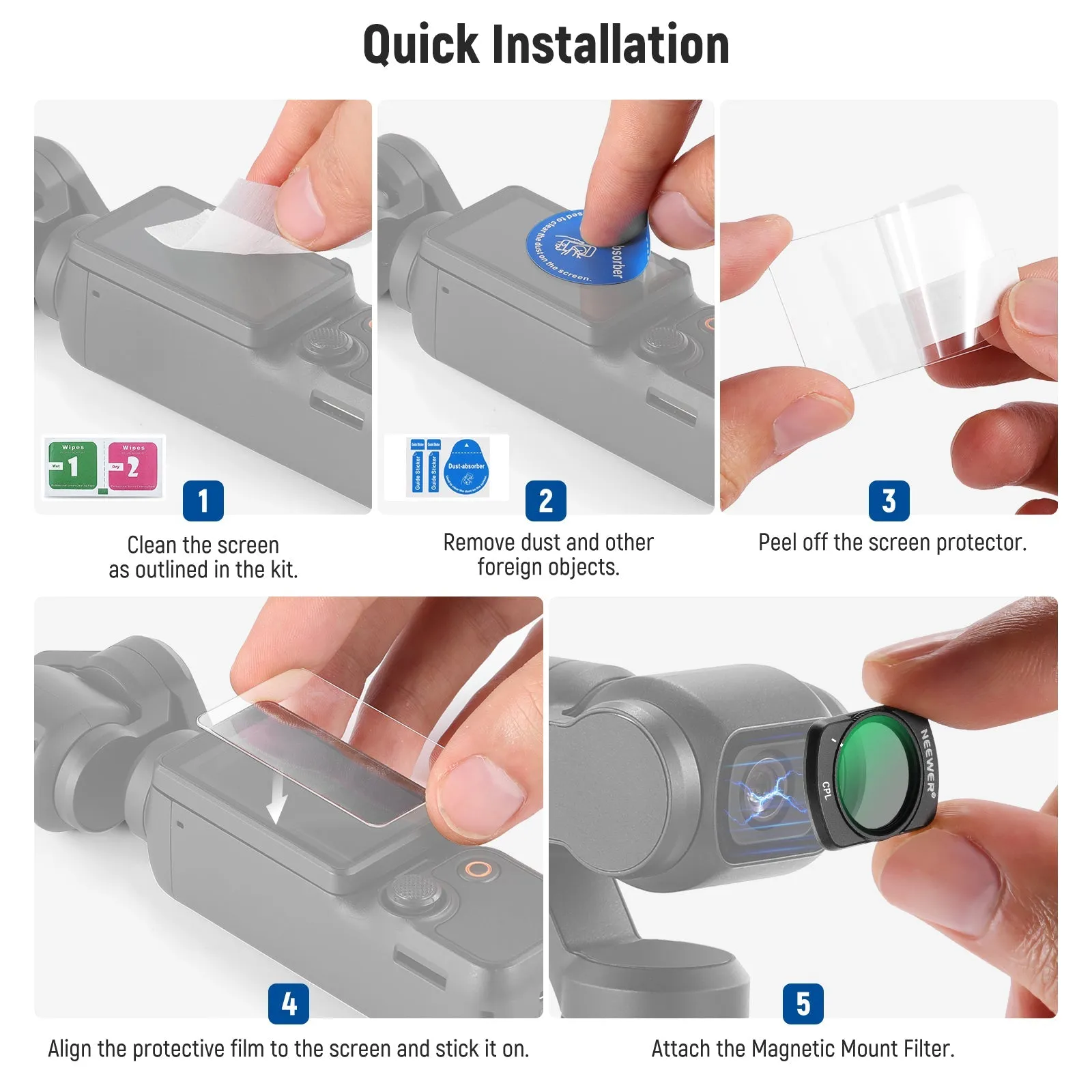 NEEWER FL-76 Magnetic CPL Filter For DJI Osmo Pocket 3