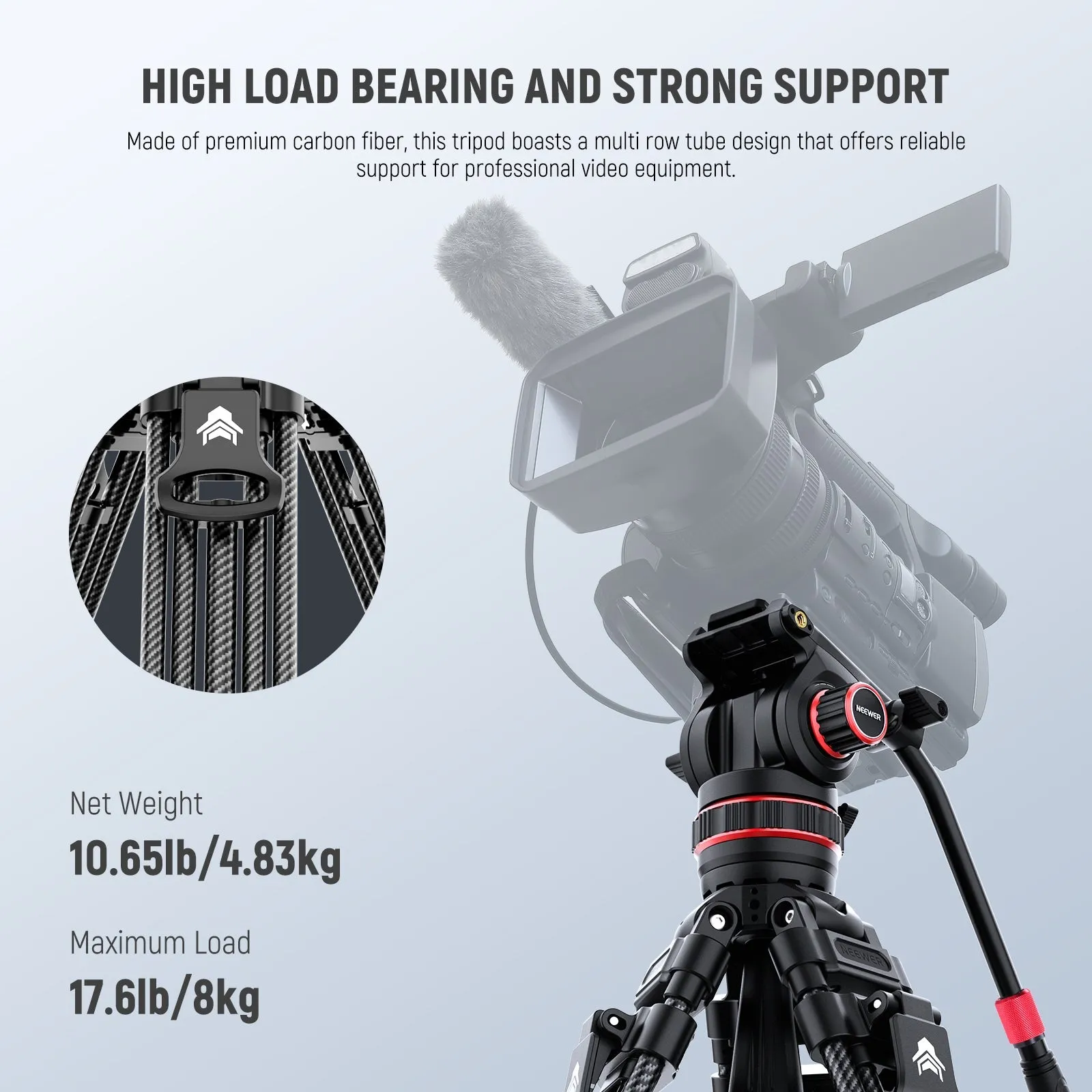 NEEWER LL36 78" Carbon Fiber Tripod with Damping Adjustable Fluid Head