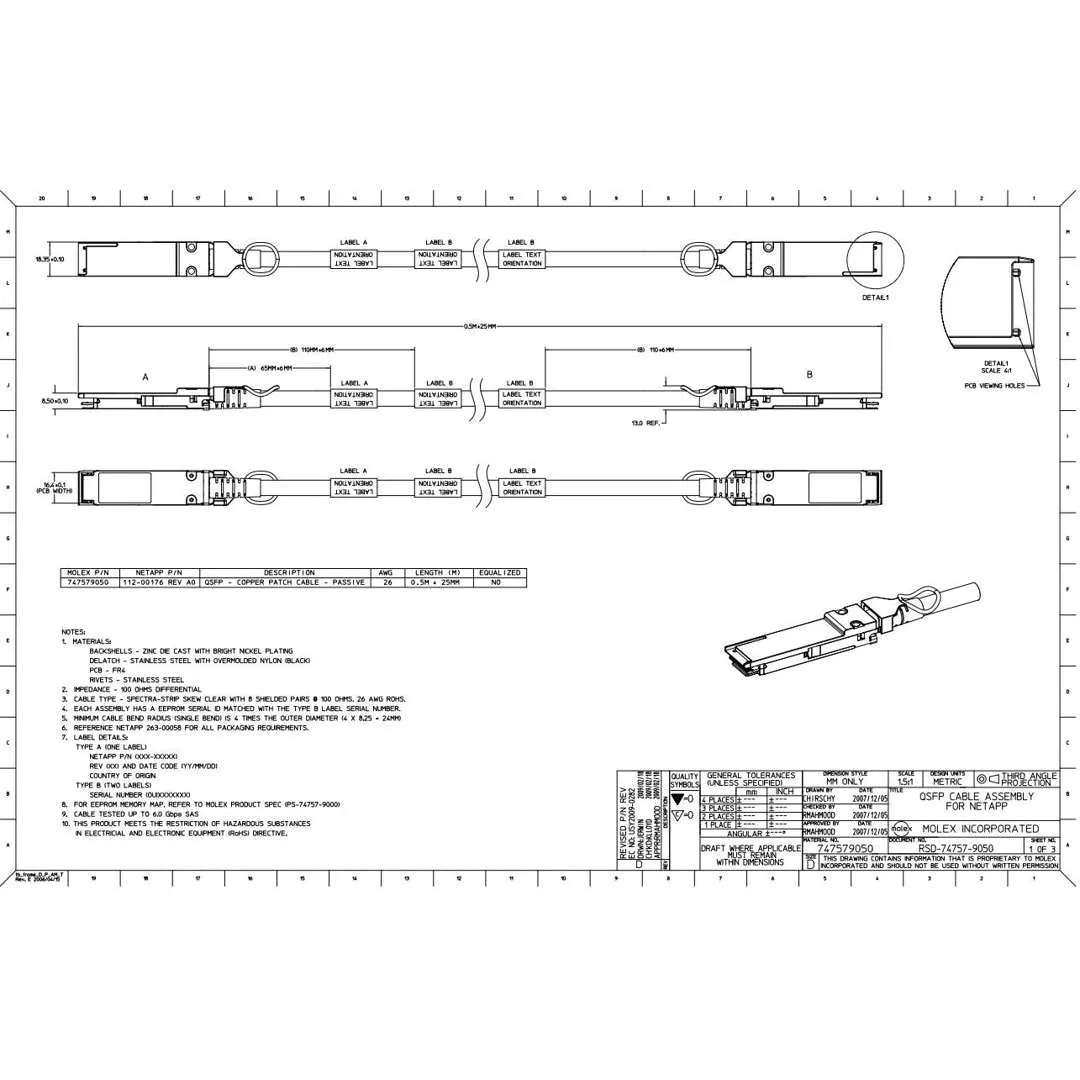 NetApp NO_FRU_Mellanox_MCP1650-H001E30_1m - 1m Data Cable with Plug QSFP56/QSFP56 | NO_FRU_Mellanox_MCP1650-H001E30_