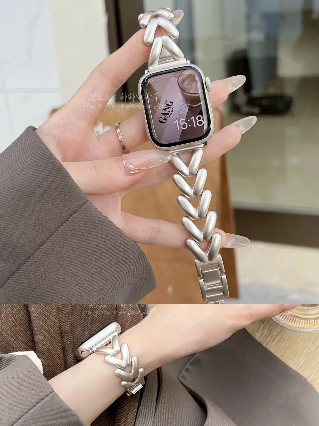 New Arrival Chic Elegant Replacement Bands and Bezels for Apple Watch 1-9/SE S9 apple watch 9 Generation 876se made of Stainless Steel Rhinestones Pearls and MORE