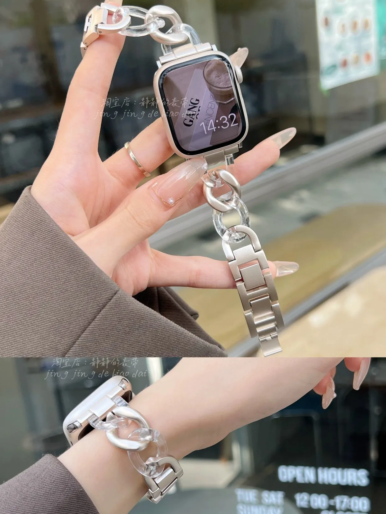 New Arrival Chic Elegant Replacement Bands and Bezels for Apple Watch 1-9/SE S9 apple watch 9 Generation 876se made of Stainless Steel Rhinestones Pearls and MORE