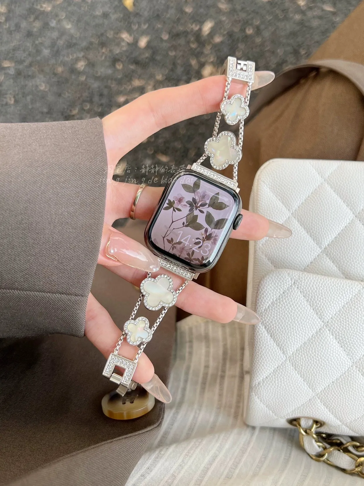 New Arrival Chic Elegant Replacement Bands and Bezels for Apple Watch 1-9/SE S9 apple watch 9 Generation 876se made of Stainless Steel Rhinestones Pearls and MORE