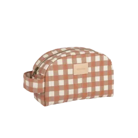 Nobodinoz Vanity Case Toiletry Bag Waterproof | Terracotta checks