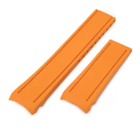 Orange Curved End Rubber compatible with Seiko MM300 SBDX001, No Buckle