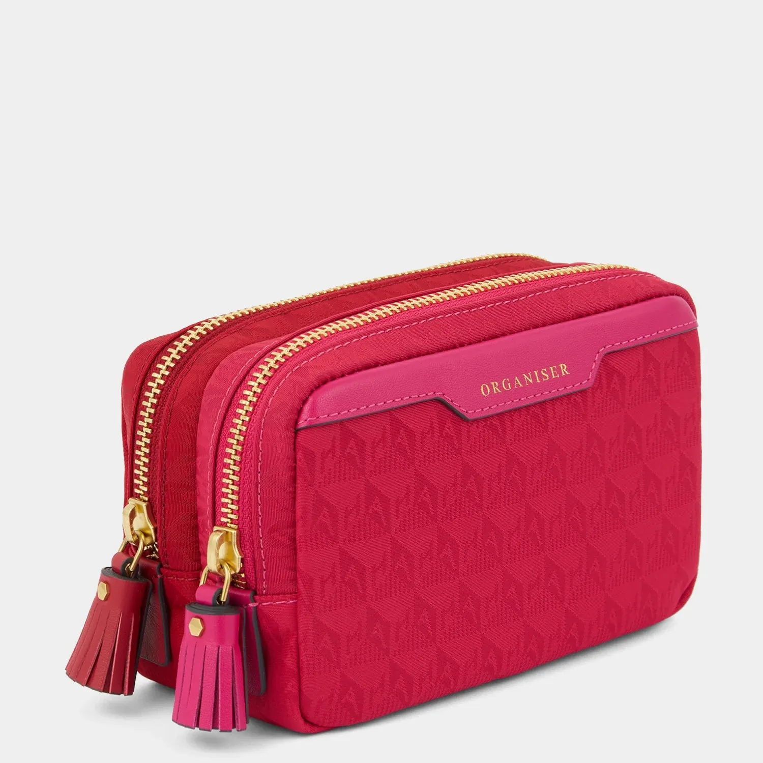 Organiser Duo Pouch in Magenta AH Logo Nylon with Red