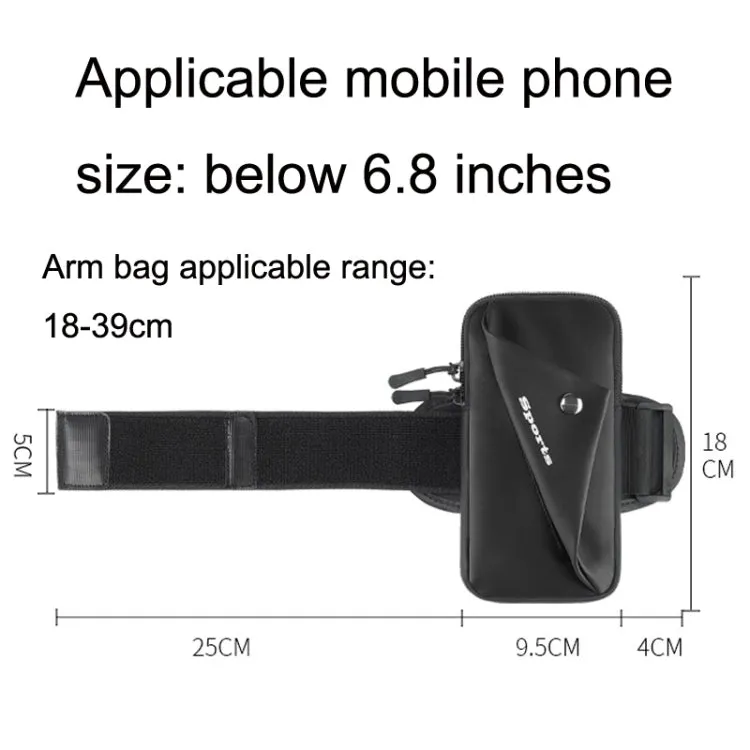 Outdoor Night Running Fitness Mobile Phone Arm Bag Sports Wrist Bag(Black)