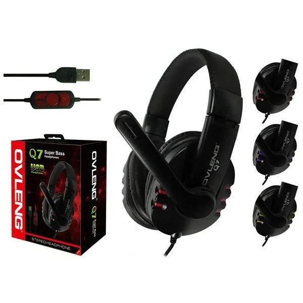 OVLENG Q7 USB Computer Headphones with Mic and Volume Control