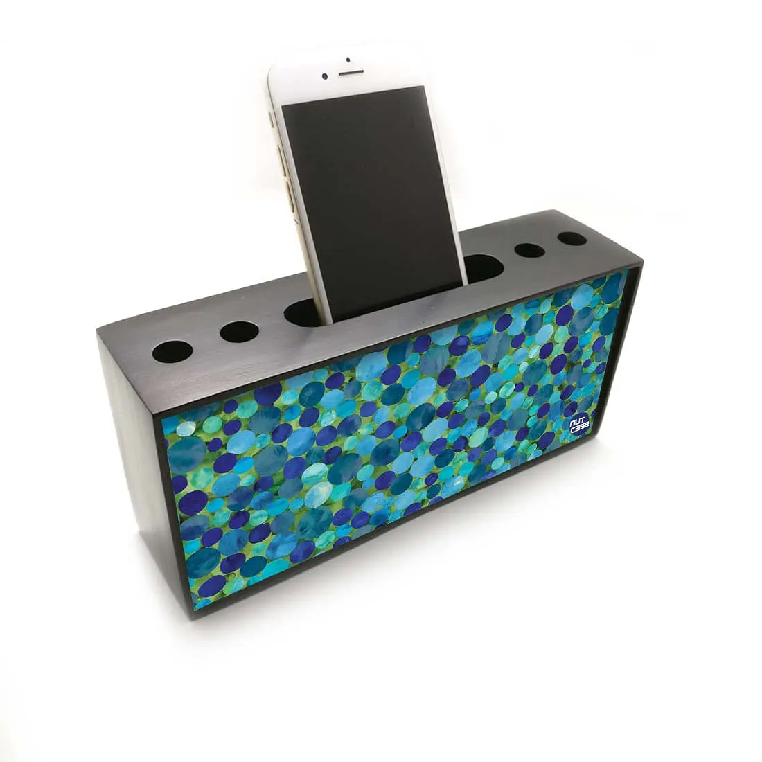 Pen Mobile Stand Holder Desk Organizer - Ploka Dots Blue