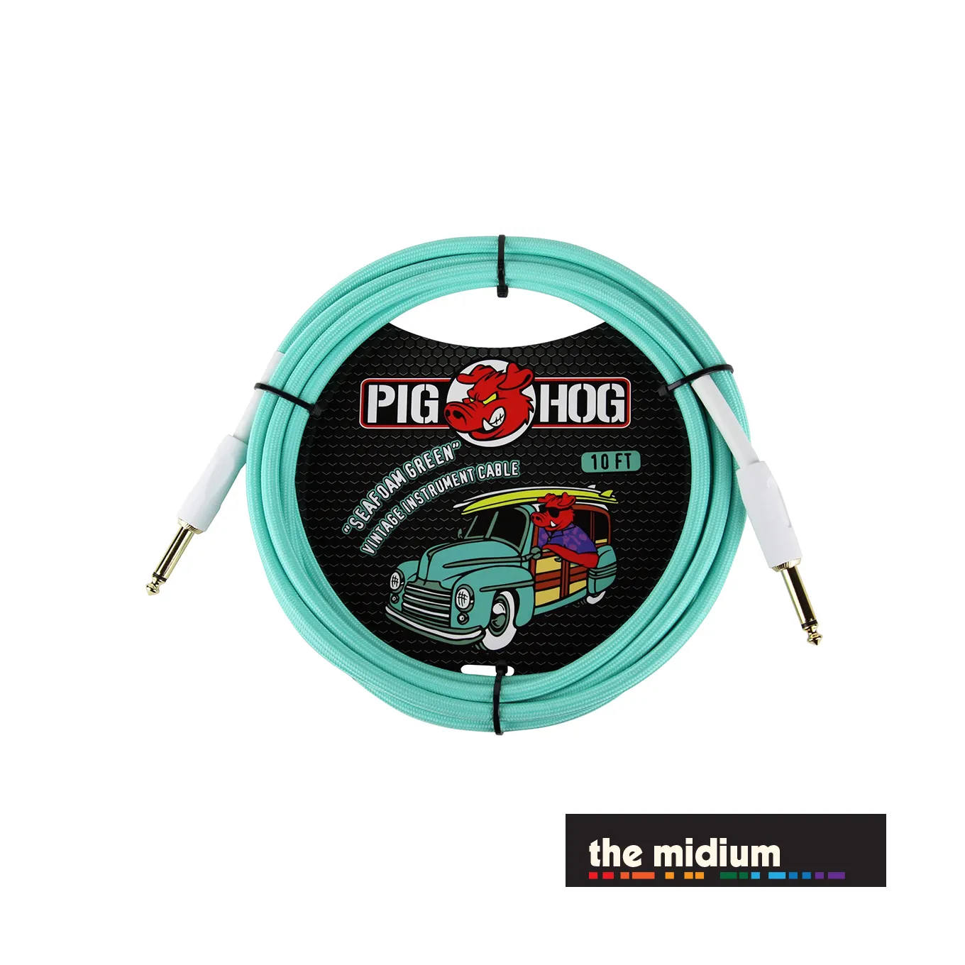 Pig Hog Vintage Series 1/4" TS Instrument Cable — Seafoam Green — (Multiple Lengths)