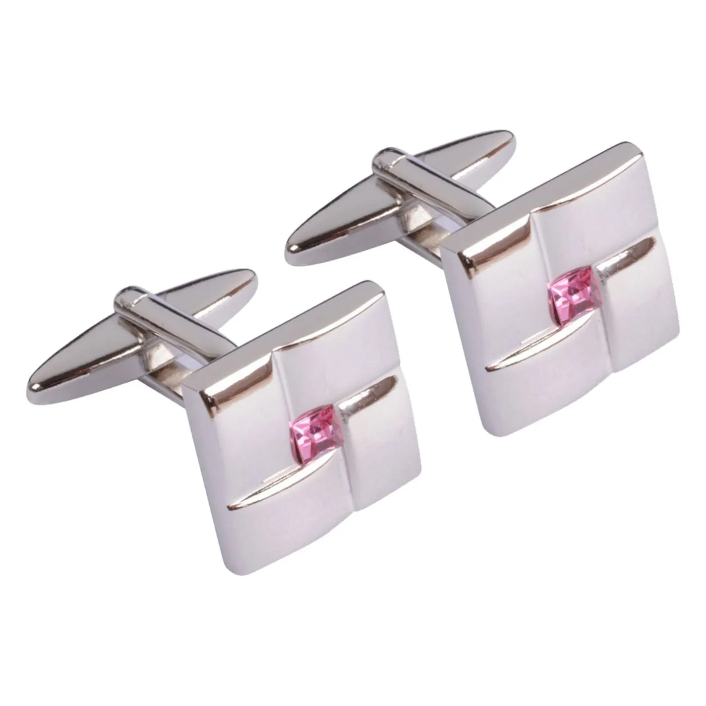 Pink Crystal Centre Square Cufflinks