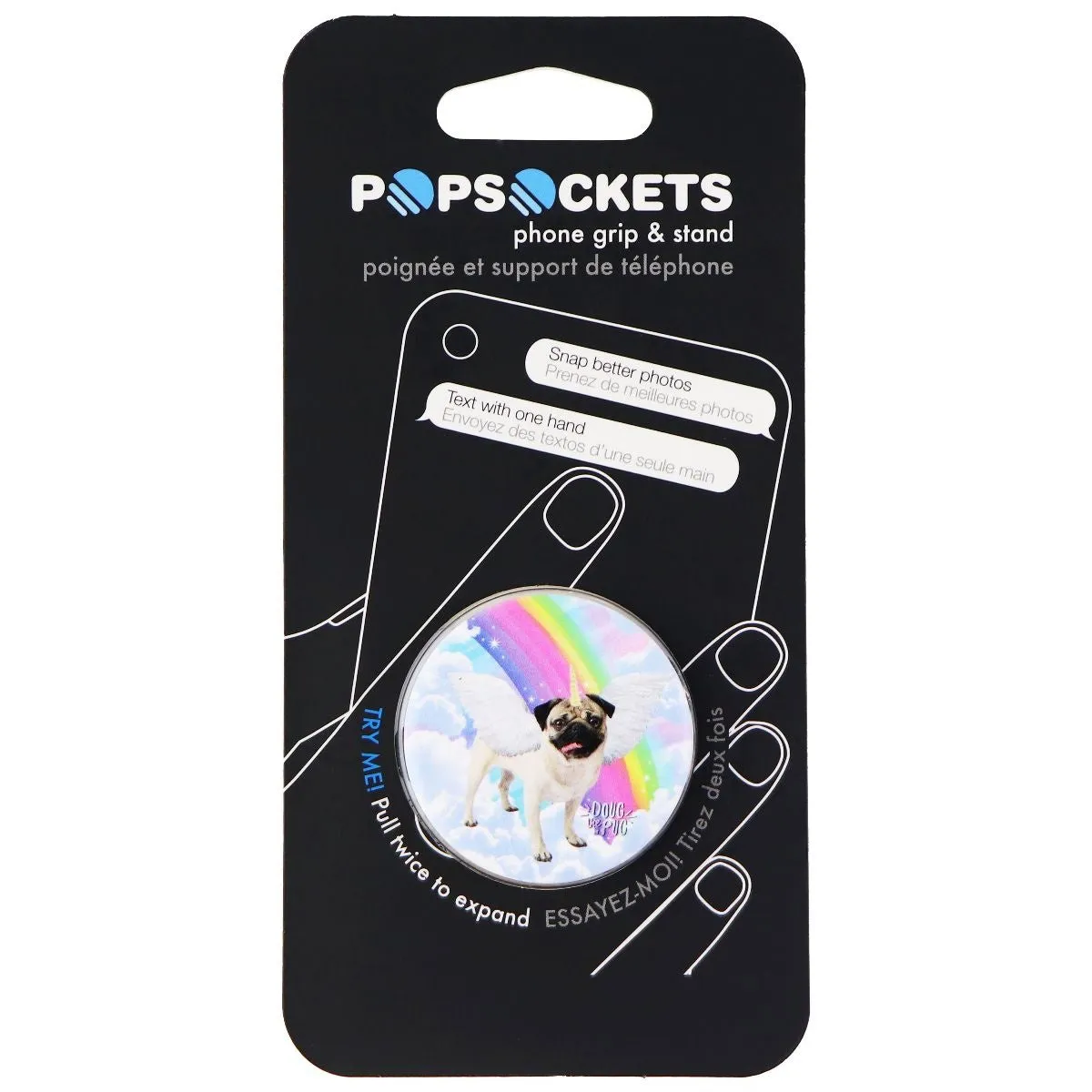 PopSockets: Collapsible Grip & Stand for Phones/Tablets - Angel Doug/Rainbow Pug