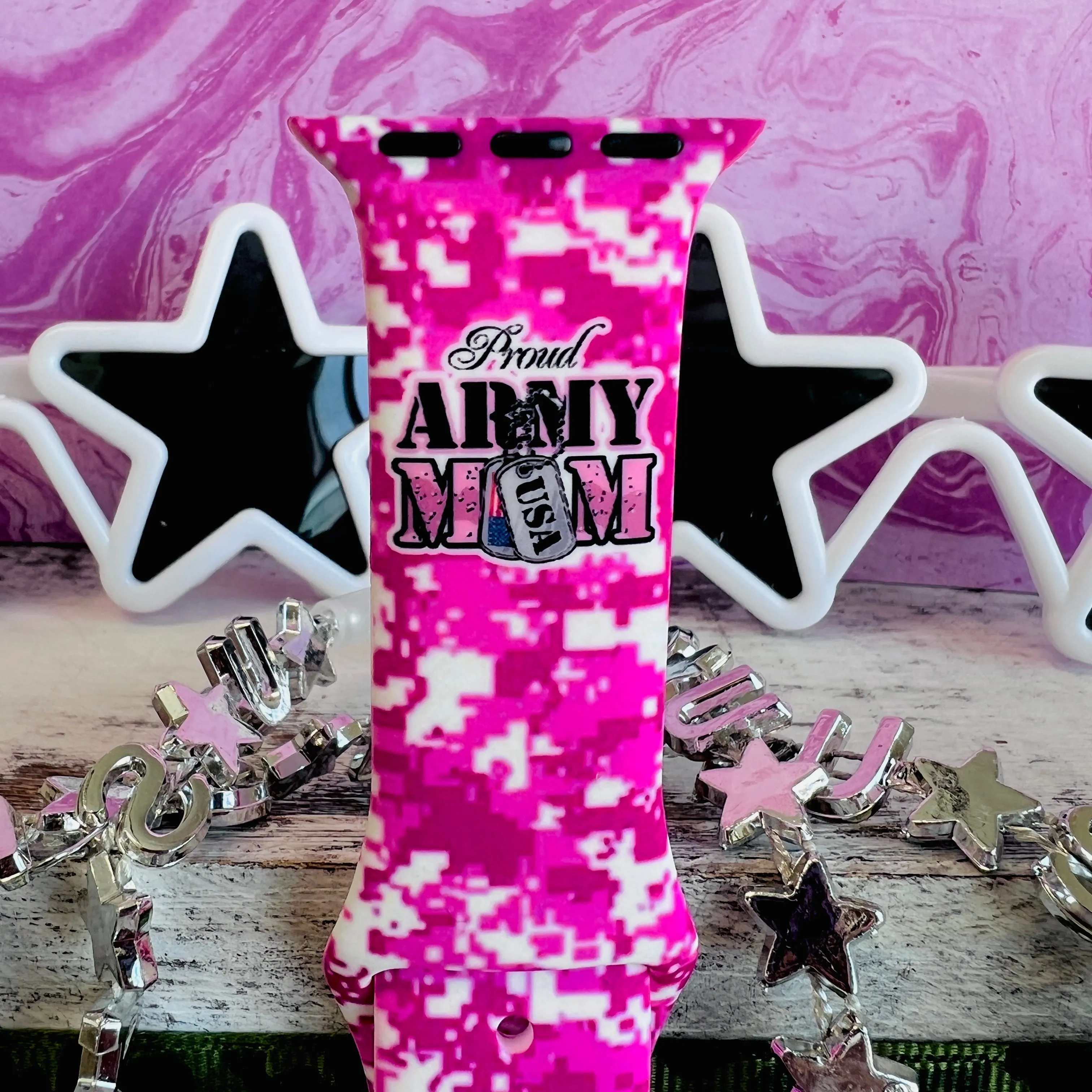 Proud Army Mom Print Silicone Band For Apple Watch