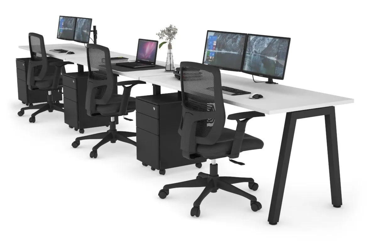 Quadro 3 Person Run Office Workstation [1400L x 700W]