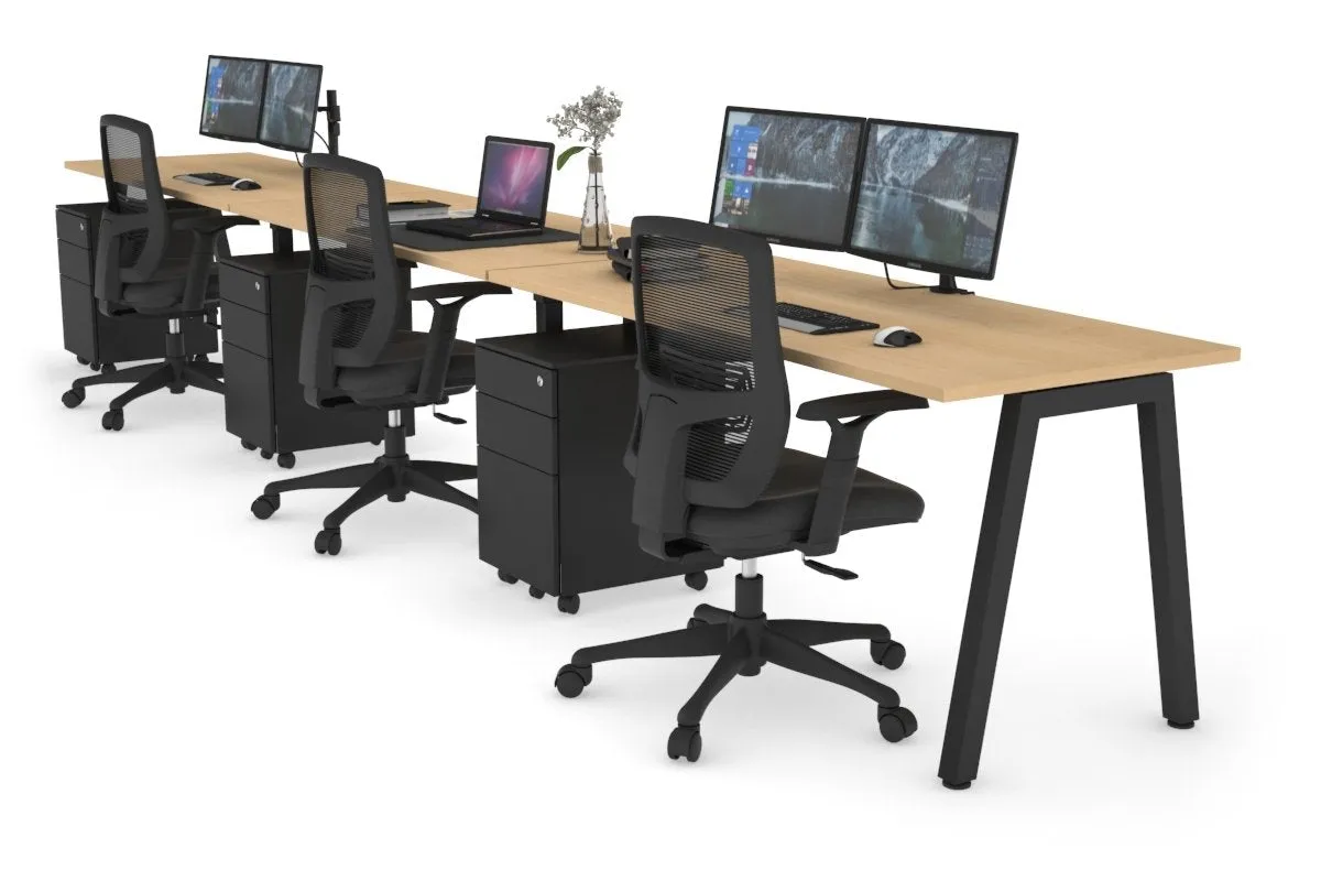 Quadro 3 Person Run Office Workstation [1400L x 700W]