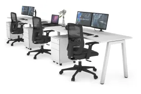 Quadro 3 Person Run Office Workstation [1400L x 700W]