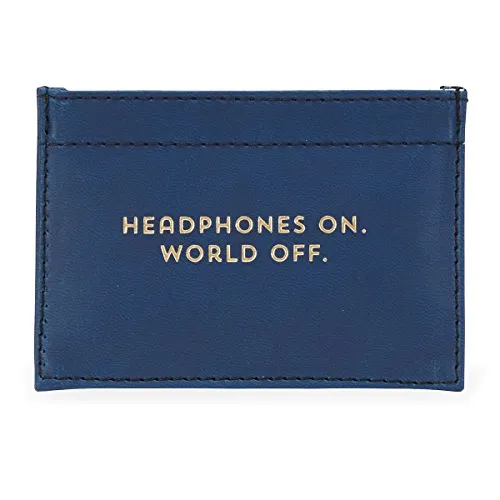 "Headphones on. World off" Leatherette Earbud Pouch