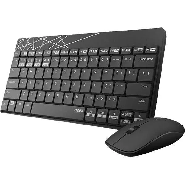 Rapoo 8000M Compact Wireless Keyboard And Mouse Combo Black