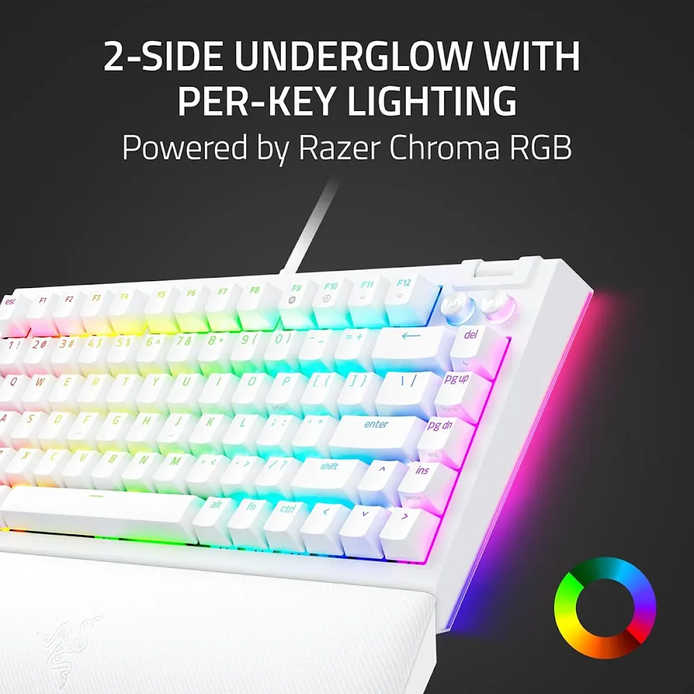 Razer Blackwidow V4 75% - Hot-Swappable Mechanical Gaming Keyboard - White Edition - Us Layout - World Packaging