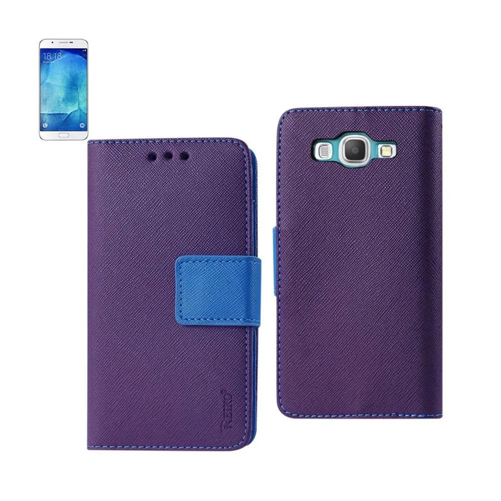 Reiko Samsung Galaxy A8 3-In-1 Wallet Case With Interior Leather Like Material And Polymer Cover-Purple