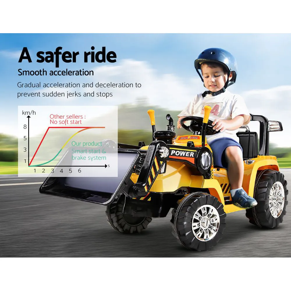 Rigo Kids Electric Ride On Car Bulldozer Digger Loader Remote 6V Yellow