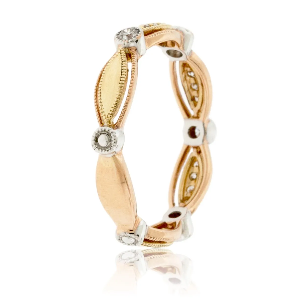 Rose Gold, Yellow Gold, and White Gold Diamond Decorative Band