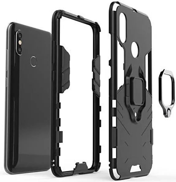 Samsung Galaxy A02s Defender Armour Rugged Case with Ring Holder - Black