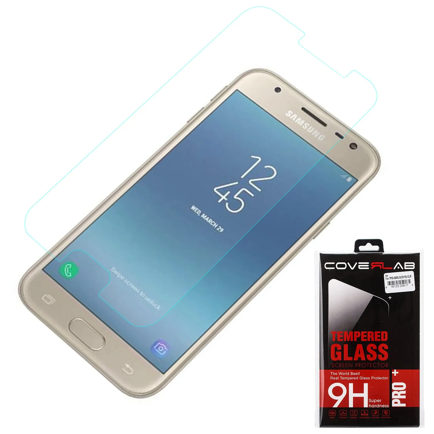 Samsung Galaxy J3 2018/Express Prime 3/Amp Prime 3/J3 Achieve/J3 Star/J3 Top/J3 Achieve/J3 Orbit/J3 V 3rd Gen/J3 Aura/Sol 3, Premium Tempered Glass Screen Protector - Scratch Free Ultra Slim 0.3mm Tempered Glass Screen Protector - Tempered Glass