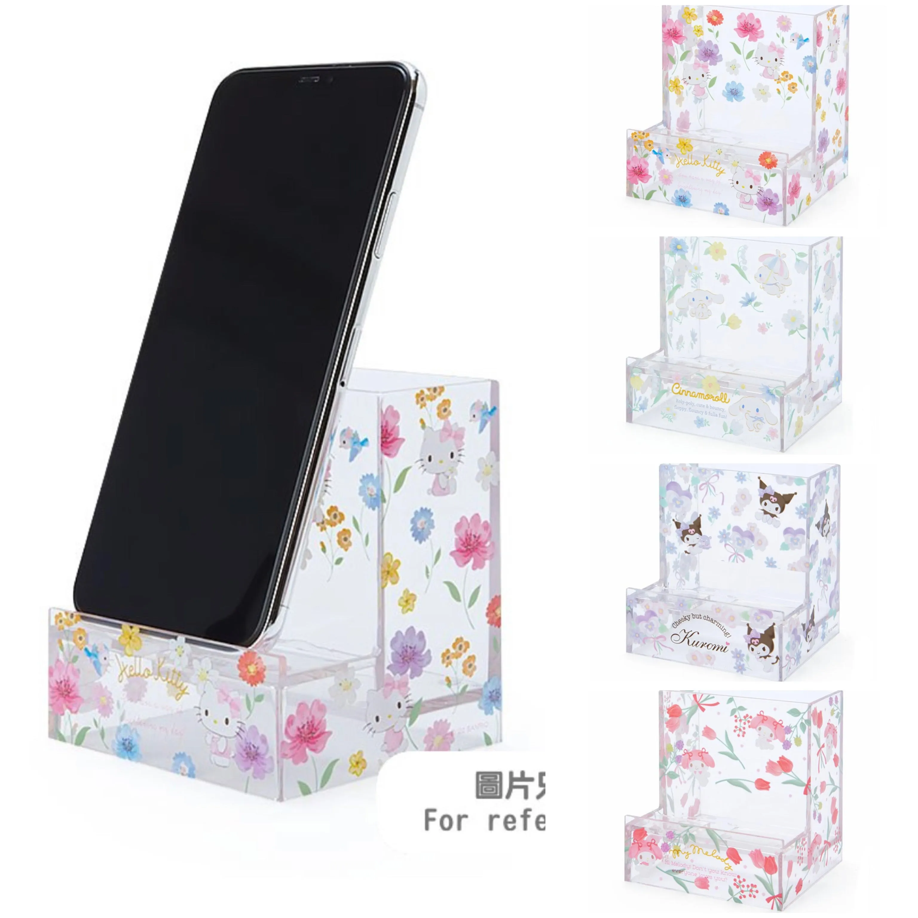 Sanrio Clear Pen & Phone Stand (Kuromi, Cinnamoroll, My Melody, Hello Kitty)