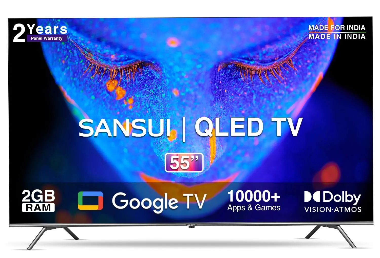 Sansui 140 cm (55 inches) 4K Ultra HD Smart QLED Google TV JSW55GSQLED (Black)